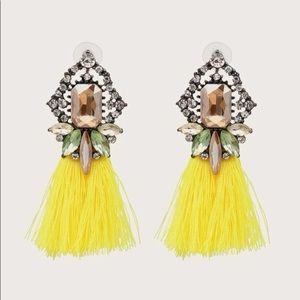 Gemstone decor Tassel drop earrings